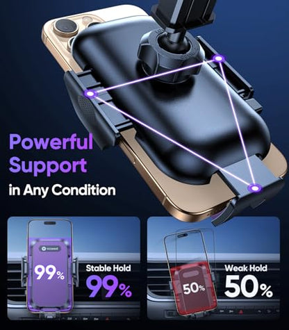 Stable Car Phone Holder [Upgraded Strongest Suction (Purple)