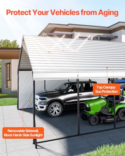 Heavy Duty Metal Carport (White / 20x20ft)