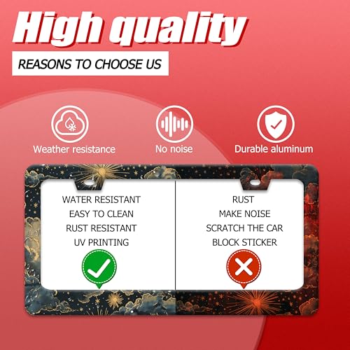 Beautiful Night Starry Sky License Plate Frame Nebula Stars License Plate Holder Funny Personalise Car Stainless Stee Decorative Parts for Standard Us Canada Vehicles 12x6 Inch for Women Men (Beautiful Night Starry Sky)