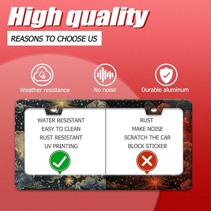 Beautiful Night Starry Sky License Plate Frame Nebula Stars License Plate Holder Funny Personalise Car Stainless Stee Decorative Parts for Standard Us Canada Vehicles 12x6 Inch for Women Men (Beautiful Night Starry Sky)