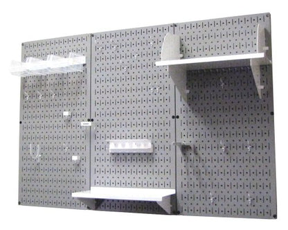 Pegboard Organizer 4 ft. Metal Pegboard Standard Tool Storage Kit with Gray Toolboard and White Accessories (Gray Pegboard with White Accessories)