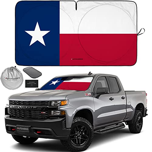 1 Piece Windshield Sun Shade American Texas Flag USA Patriotic Design (USA TEXAS FLAG / LARGE = 64 x 33.5 inches)
