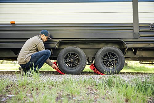 Single Camper Leveler Block with Rubber Mat for RVs and Trailers Up to 30000 lbs Made in USA (Single w/ Rubber Mat)