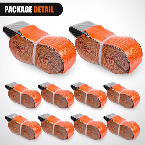 Truck Straps 4”×30’ Heavy Duty 16800LBS Break Strength 10 Pack (4in x 30ft Truck Straps 10PCS Orange / Straps)