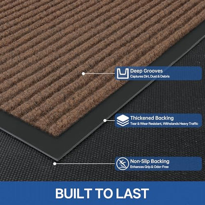 Front Door Mat (2' x 6' (Rectangular) / Brown-stripe)