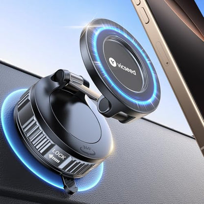 Upgraded Car Phone Holder for Magsafe Car Mount [Strongest Suction] (Translucent Black)