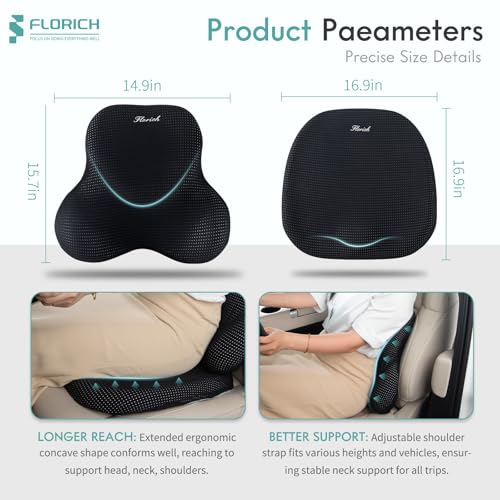 Car Seat Cushion and Lumbar Support Pillow for Office Chair Car (Black / 2Pcs)