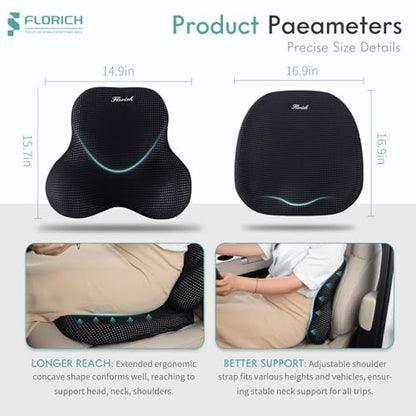 Car Seat Cushion and Lumbar Support Pillow for Office Chair Car (Black / 2Pcs)