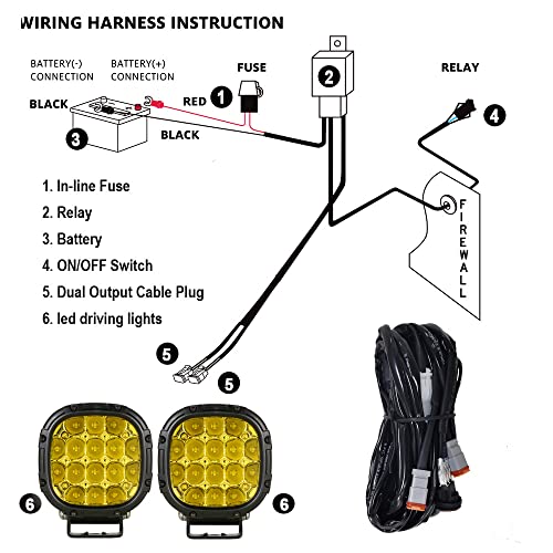 4Inch Amber Round LED Offroad Lights Yellow Fog Lights Pod Lights (Amber)