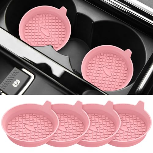Car Cup Holder Coasters [4 Pack] Silicone Cups Mats (4pack-pink)