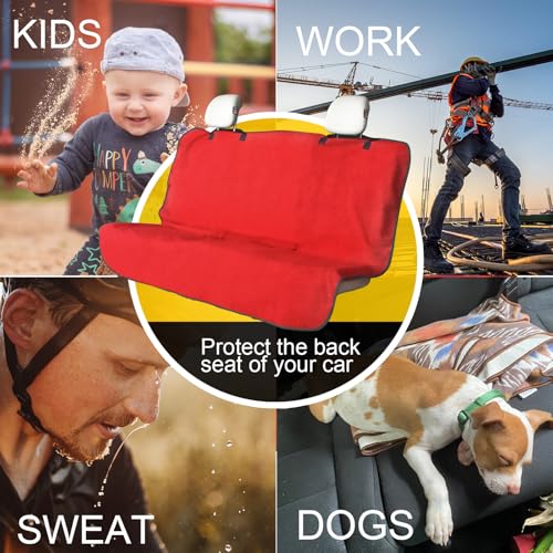 Back Seat Cover for Car Trucks Van SUV Jeep (Rear Bench Seat Towel / Red)