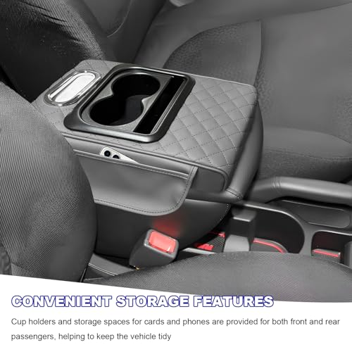Car Center Console Armrest Pillow (Embroidered, Gray)