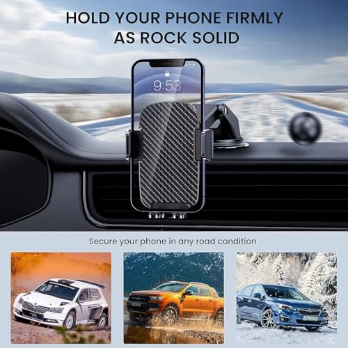 Car Phone Holder Automobile Cell Phone Holder Car Mount for iPhone Universal Car Dashboard Mount Fit All Phones Cell Phone Camera Mounts (Black-F)