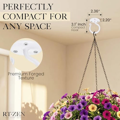 Plant Hangers Outdoor or Indoor Heavy Duty Wall Bracket Hooks (3.1 Inch / Ceiling Hooks - W)