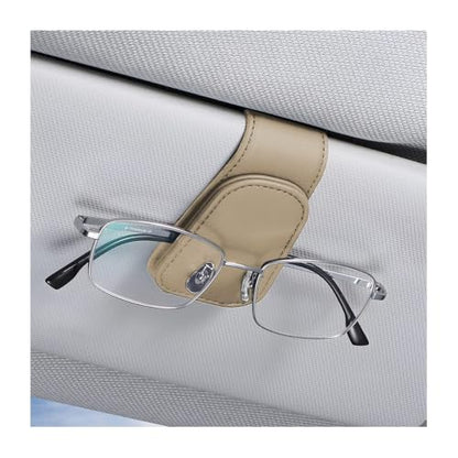 Sunglasses Holders for Car Sun Visor (1 Pack / Beige/Leather)