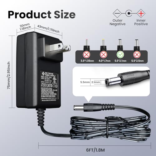 UL Listed 15V 1A 6ft Power Supply Adapter (15V1A)