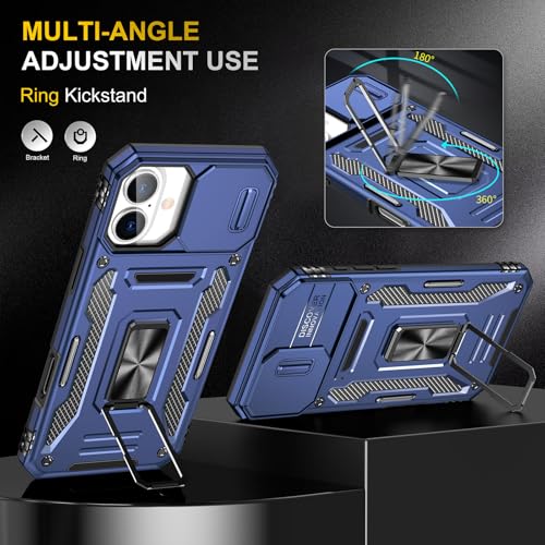 Heavy Duty Phone Case for 16 PlusCase with Camera Cover (iPhone 16 Plus 【6.7 inch】 / Navy Blue)