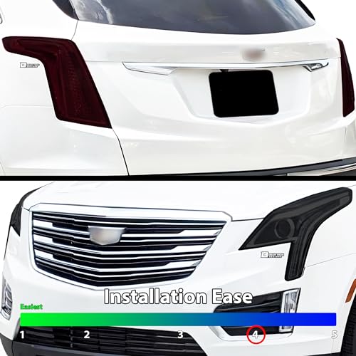 Full Headlight Taillight Tint Kit Compatible with Cadillac XT5 2017 (Full Tint Kit / Dark Smoke)