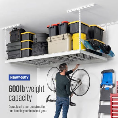 White 4x8 Overhead Storage Rack w (White / 12"-21")