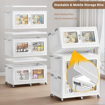 1200 Qt Extra Large Stackable Storage Bin with 4 Lid (White / 300QT-4pack)