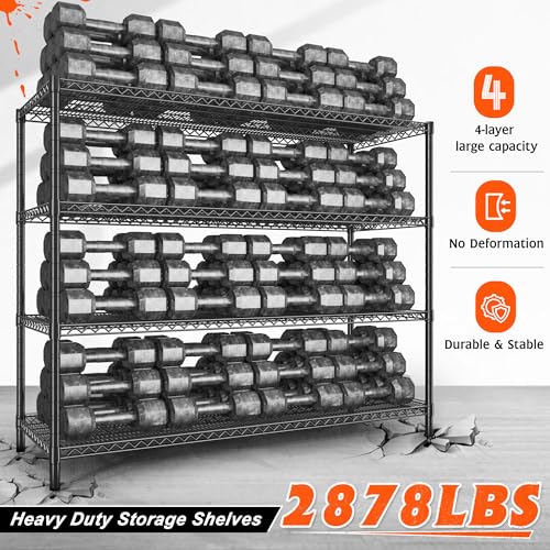 4 Tier Heavy Duty Metal Shelving Unit (60''W X 24'' D X 65.3'' H)