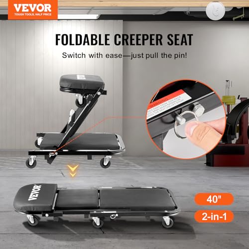 Foldable Z Garage Creeper (40 inch-2 in 1 / Black)