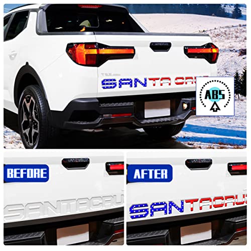 Tailgate Inserts Letters Compatible for 2022 2023 2024 2025 Santa Cruz 3D Raised & Strong Adhesive Decals Letters Rear Emblem Decal Sticker Compatible for Santa Cruz Accessories (American Flag)