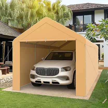 Carport 10'x20' Heavy Duty Car Canopy Portable Garage with Removable Sidewalls & Doors for Truck Boat Car Port (Yellow)