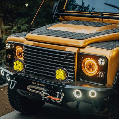 7 Inch Pair Amber Round LED Offroad Lights 90W Amber Yellow Off Road Light Fog Lights Driving lightsWaterproof Light Pods for Pickup Trucks 4x4 SUV ATV UTV (Amber / 7inch)