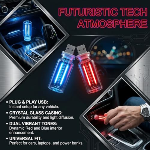 2 PCS USB Car Light