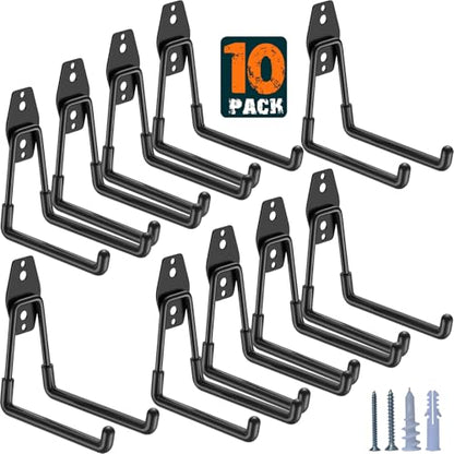 Garage Hooks Heavy Duty 10 Pack (5.1inch U Hook / Black 10Pack)
