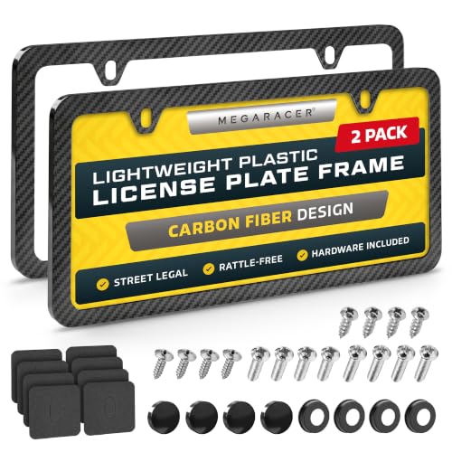 Weatherproof Thin License Plate Frames (Carbon Fiber Pattern / 2 Piece)