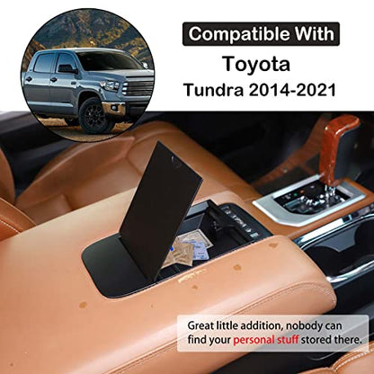 Car Armrest Hidden Storage Box Compatible with Toyota Tundra 2014 (Matte Black)