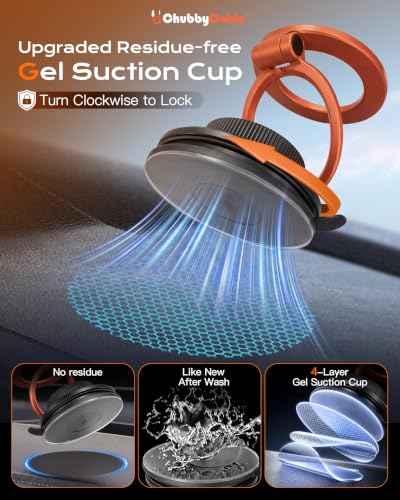 ChubbyGrip AirVac Magnetic 360° Adjustable Car Phone Holder with Gel Base (B-Gel Base / 1 Pack)