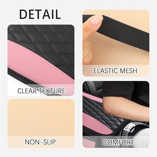 Patchwork Leather Center Console Covers for Cars (Pink)
