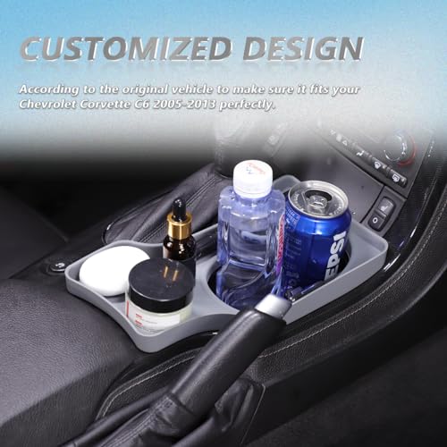 Center Console Cup Holder Compatible with Chevrolet Corvette C6 2005 (Gray)