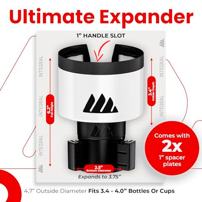Ultimate Car Cup Holder Expander with Adjustable Base (White / 1pack)