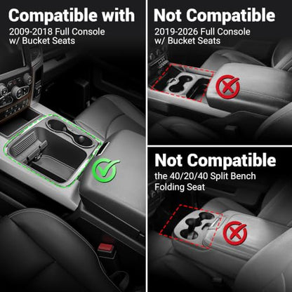 Lower Center Console Organizer Fit for Dodge Ram 1500 2009 (Fit for Dodge RAM 2013-2018 B)