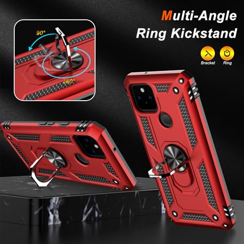 for Google Pixel 5A Case with Screen Protector (Red / Google Pixel 5A)
