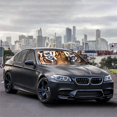Tiger Car Window Shades Car Windshield Sunshade Umbrella Car Foldable Umbrella Sunshade for Front Window UV Reflector Auto Windshield Umbrella Sun Shades Cover for Most Vehicles 57'' X 30'' (57'' X 30'' / style-AB33)