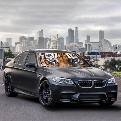 Tiger Car Window Shades Car Windshield Sunshade Umbrella Car Foldable Umbrella Sunshade for Front Window UV Reflector Auto Windshield Umbrella Sun Shades Cover for Most Vehicles 57'' X 30'' (57'' X 30'' / style-AB33)