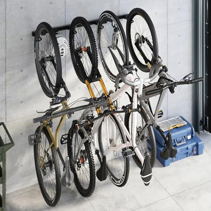 Enhanced Bike Storage Rack (4 Bike Racks & 2 Helmet Hooks)