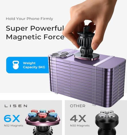 Magnetic Phone Holder for Car Phone Holder with Upgraded Clip (Pink)