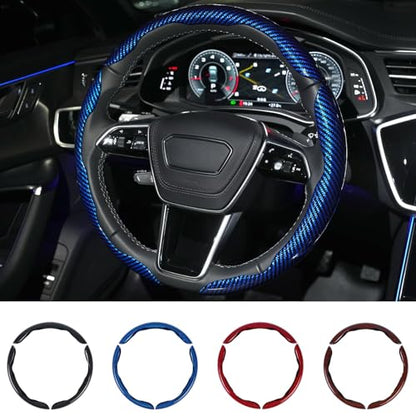 Carbon Fiber Steering Wheel Cover 3PCS Set (Blue)