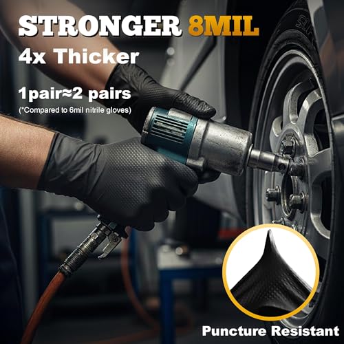 Heavy Duty Black Industrial Nitrile Gloves (X-Large)