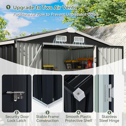 6x4 FT Shed Outdoor Storage Shed (Black / 6'x4')