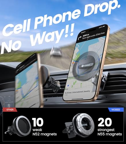 for MagSafe Car Mount [Upgraded Strong Magnetic & Won't Break Vent] (Jet Black)