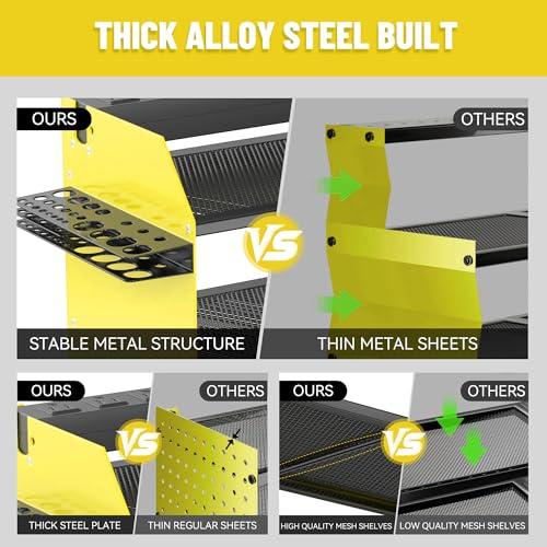 Heavy Duty Drill Holder & Power Tool Organizer Wall Mount (3L4D WITH CHARGING STATION (YELLOW) / With Charging Station)