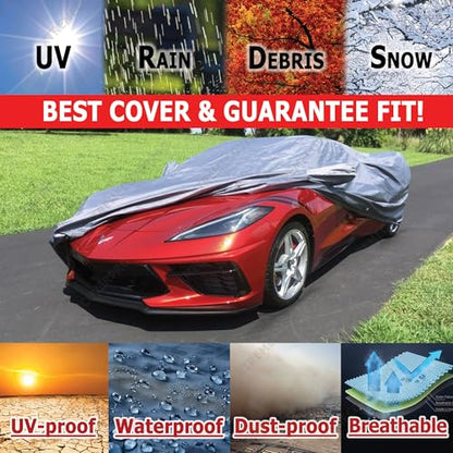 Custom FIT Car Cover fits 2020 2021 2022 2023 2024 2025 Chevy Corvette C8 XTREMECOVERPRO Diamond Series Grey (C8 - OUTDOOR / GRAY)