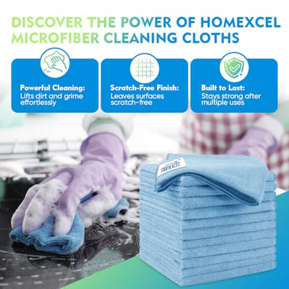 Blue Microfiber Cleaning Cloth 12 Pack (Blue / 12.5 x 12.5 Inch)
